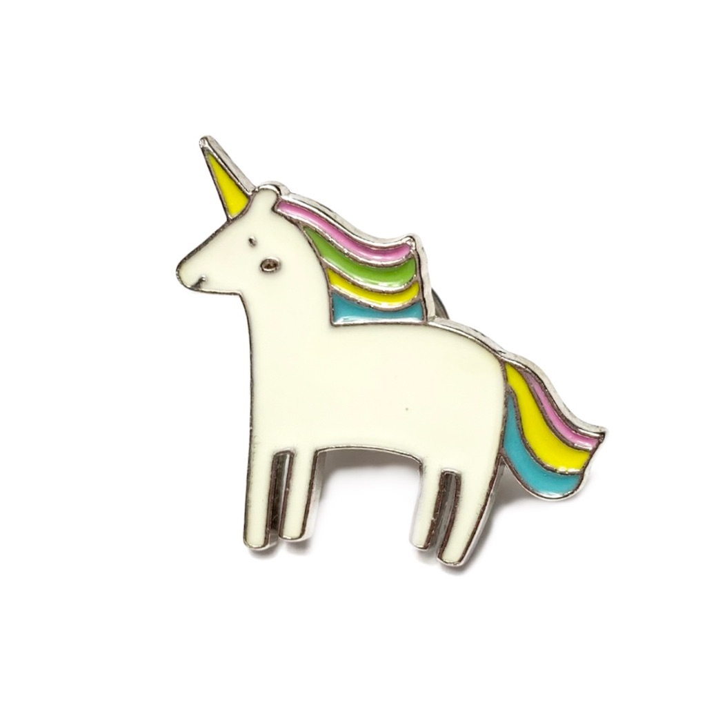 Unicorn Enamel Pin Brooch, Silver